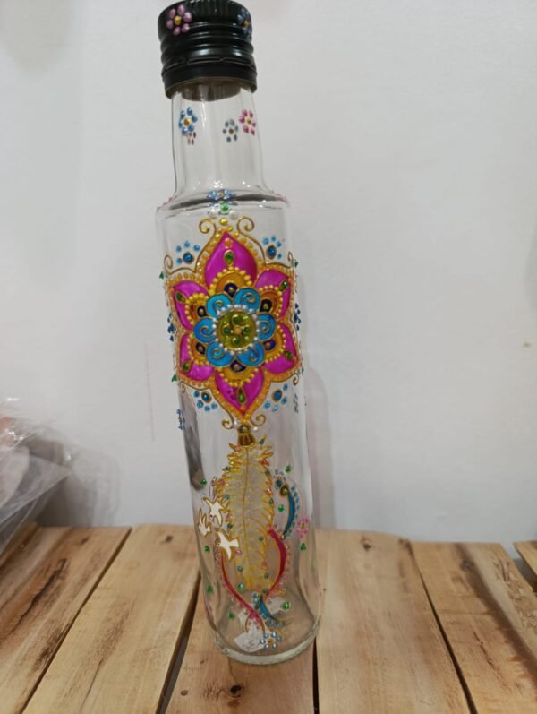 Botella pintada a mano